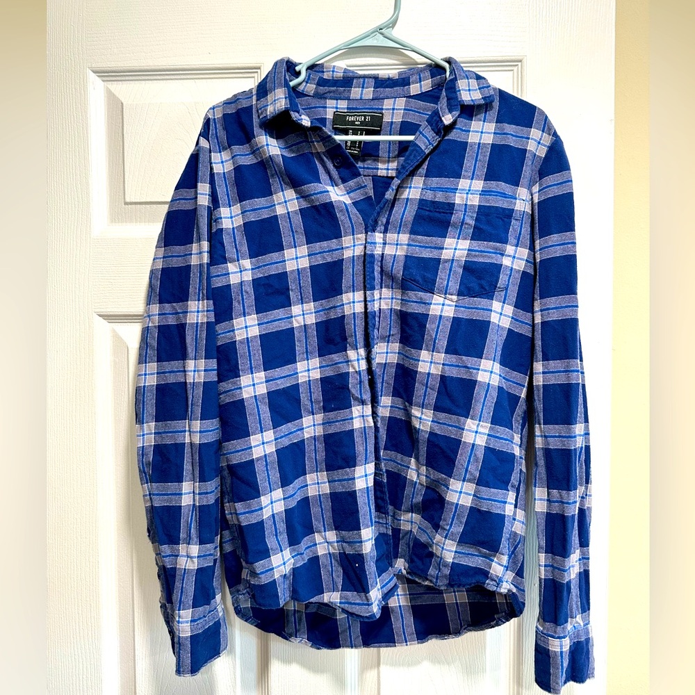 FOREVER 21 BLUE FLANNEL